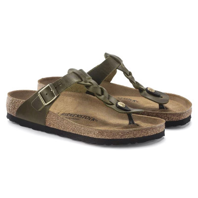 Birkenstock Gizeh Braided Sandal – Olive Green Oiled Leather – Women’s