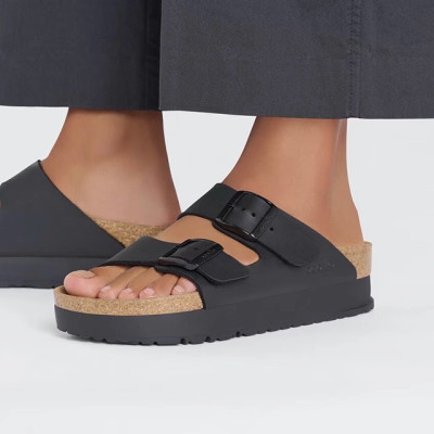 Birkenstock Arizona Sandal – Platform Birko-Flor Black – Women’s