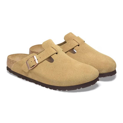 Birkenstock Boston Clog – Latte Cream Suede Leather – Unisex