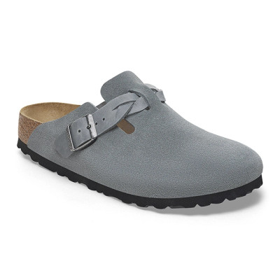 Birkenstock Women's Boston Braid Basalt Gray Suede Leather Clog