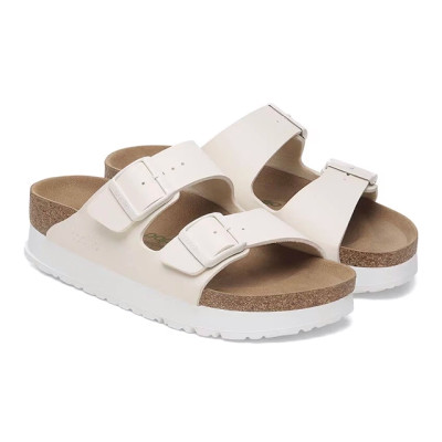 Birkenstock Women's Arizona Flex Platform Eggshell Birko-Flor Sandal