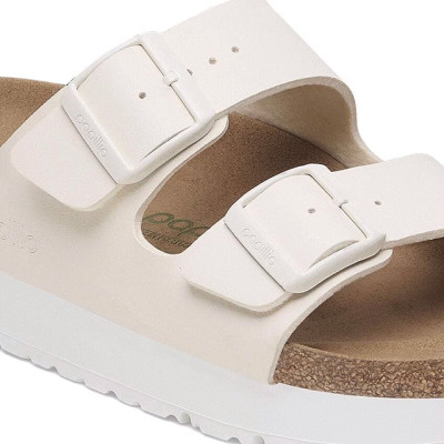 Birkenstock Women's Arizona Flex Platform Eggshell Birko-Flor Sandal