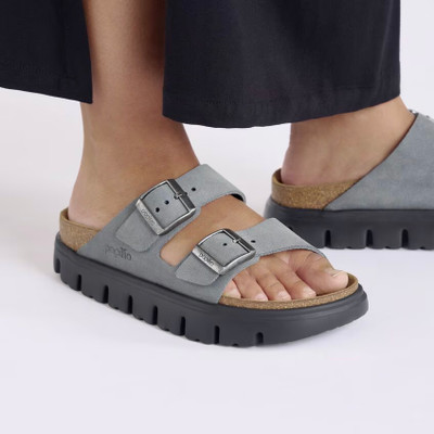 Birkenstock Women's Arizona Platform Basalt Gray/ Black Suede Leather Sandal