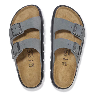 Birkenstock Women's Arizona Platform Basalt Gray/ Black Suede Leather Sandal