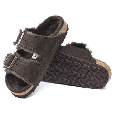 Birkenstock Arizona Shearling Sandal – Mocha Suede Leather – Unisex