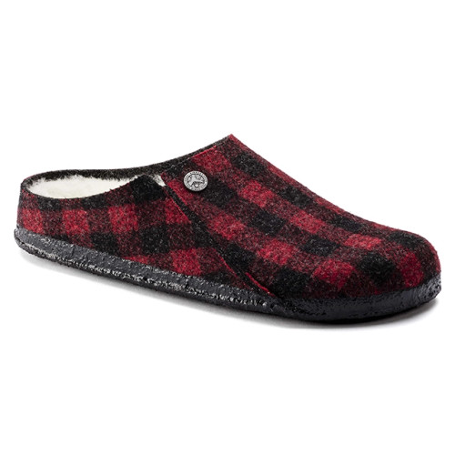 Birkenstock Zermatt Clog – Shearling Wool-Felt Plaid Red – Unisex