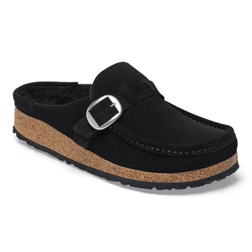 Birkenstock Women's Buckley Shearling Black Suede Leather Clog