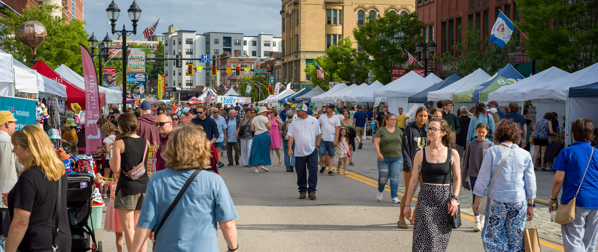 People wearing Birkenstock sandals during summer in downtown Concord, New Hampshire