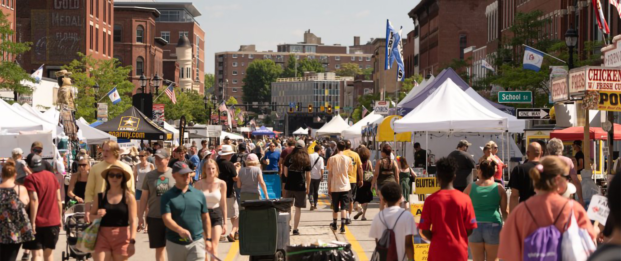 People wearing Birkenstock sandals during summer in downtown Concord, New Hampshire