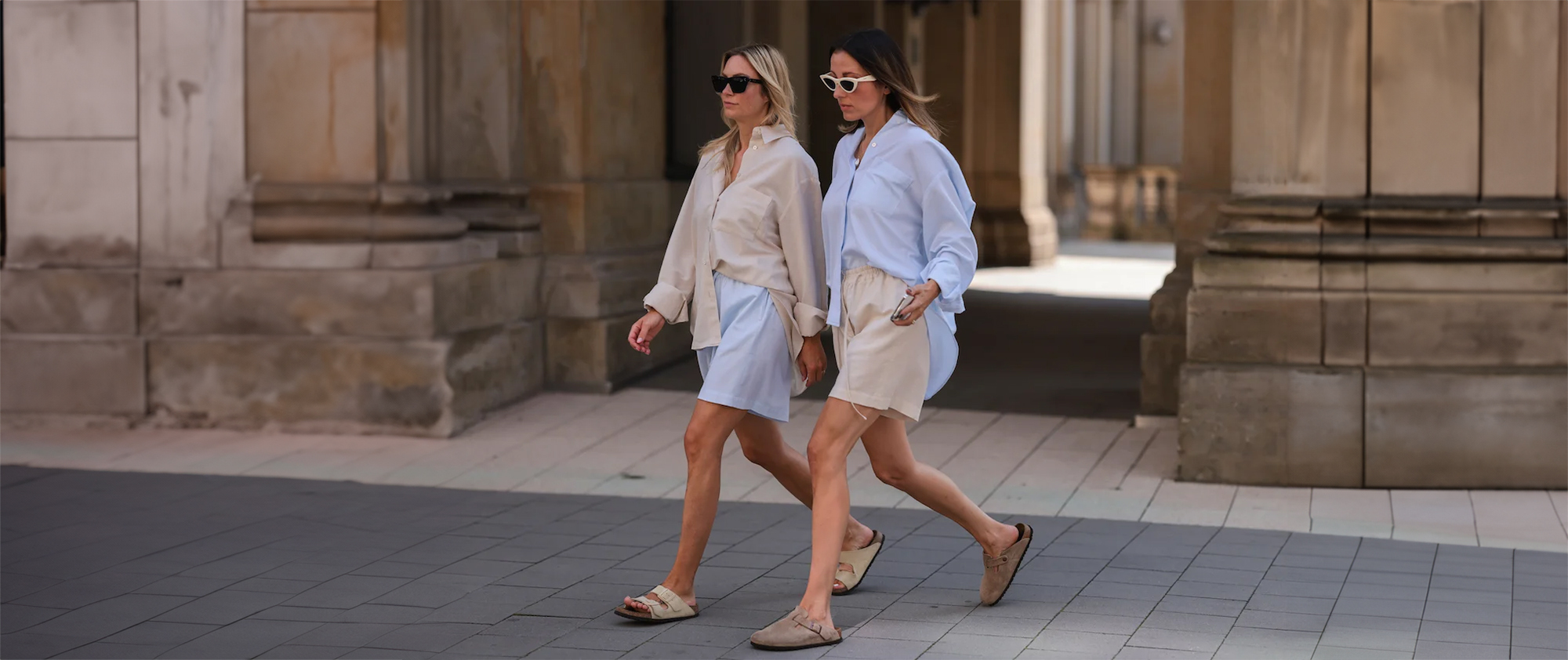 People wearing Birkenstock sandals during summer in downtown Concord, New Hampshire