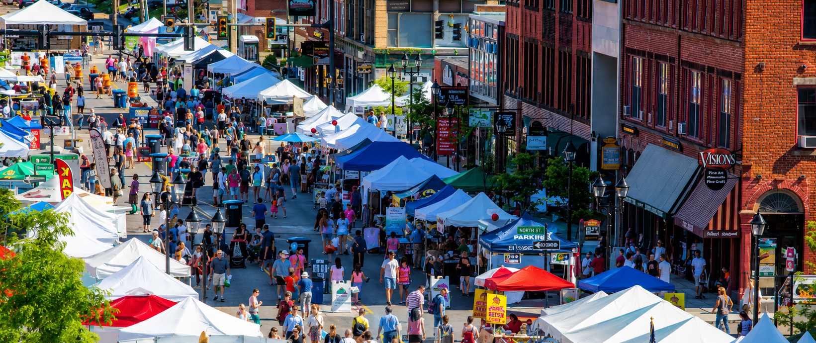 People wearing Birkenstock sandals during summer in downtown Concord, New Hampshire