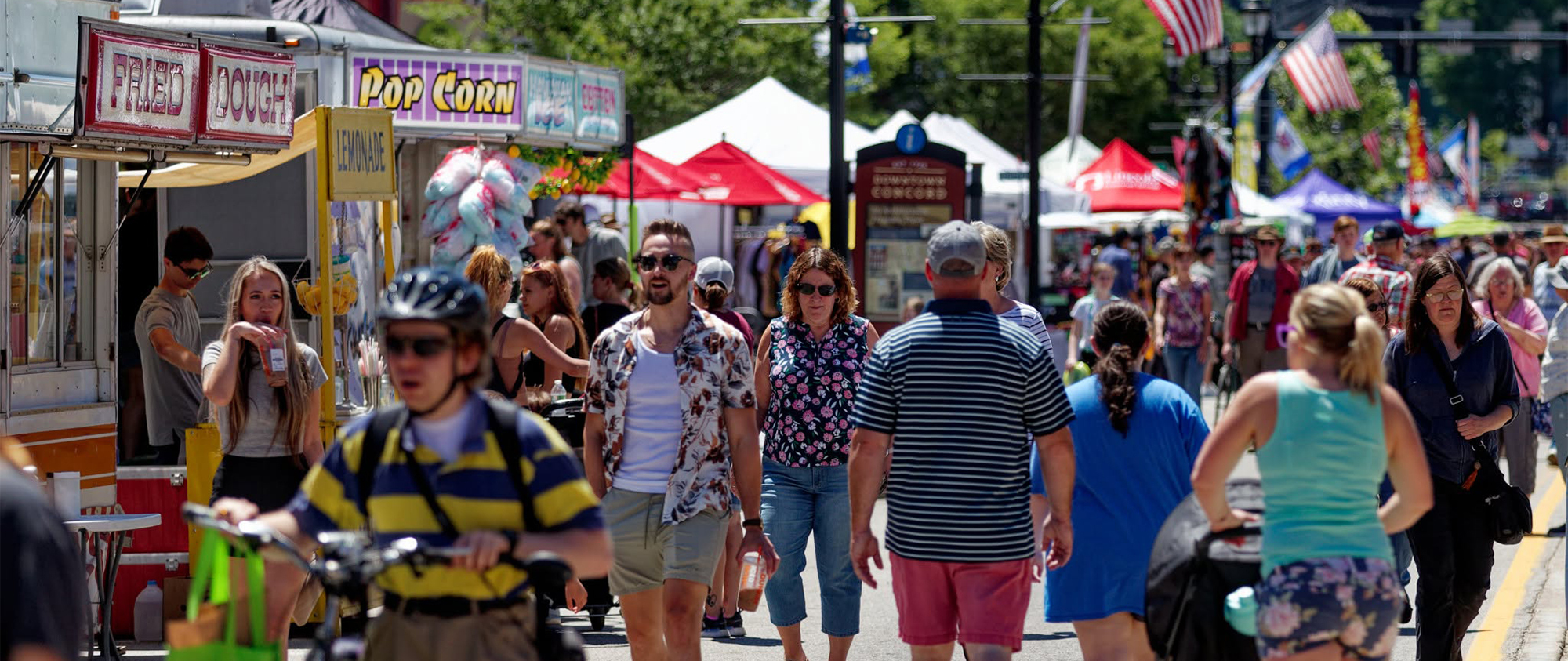 People wearing Birkenstock sandals during summer in downtown Concord, New Hampshire