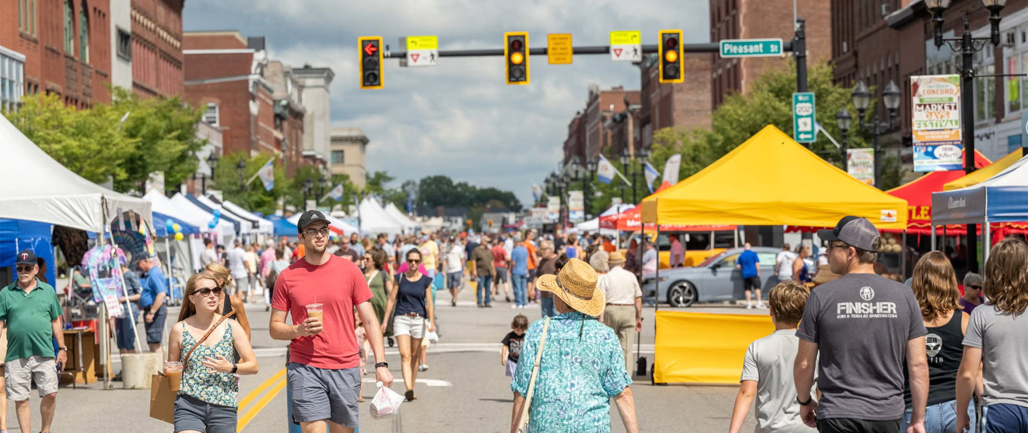 People wearing Birkenstock sandals during summer in downtown Concord, New Hampshire