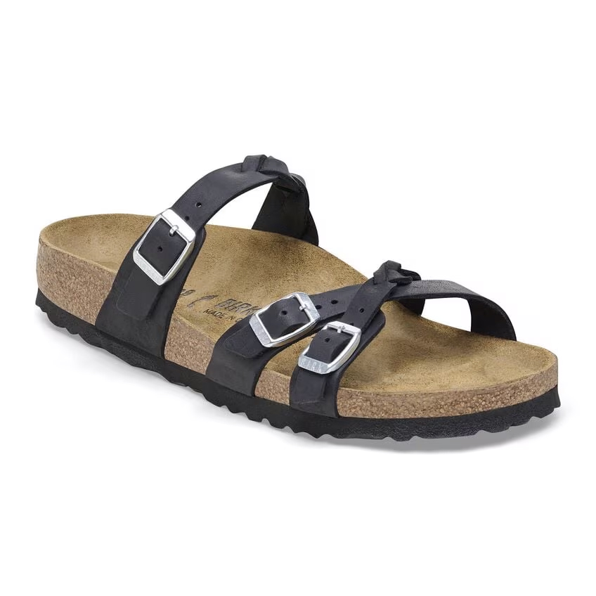 Birkenstock Franca Braided Black Oiled Leather Sandal | Women's