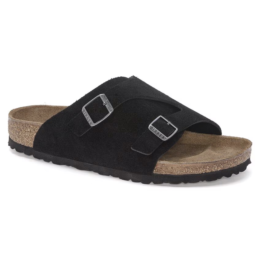 BIRKENSTOCK Zürich Birkenstock Zurich Black Suede Leather Sandal | Men's - Simply