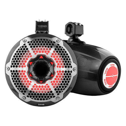 DS18 HYDRO 10" Neodymium Marine Towers w\/Built-In Passive Radiator, 1" Driver  RGB LED Light - 900W - Black [CF-X10TPNEO]