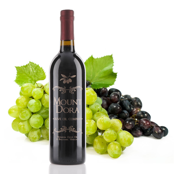 A 750mL bottle of Mount Dora Olive Oil Company 18 year Traditional Dark Balsamic Vinegar