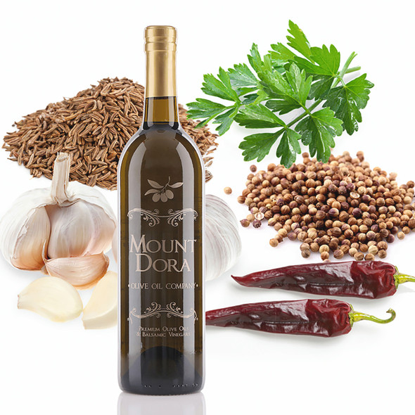 A 750mL bottle of Mount Dora Harissa Fused Olive Oil