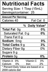 Nutritional Facts for Mount Dora Olive Oil Company Honey Ginger White Balsamic Vinegar