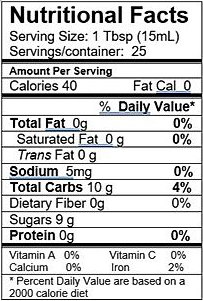 Nutritional facts for Mount Dora Olive Oil Company Red Apple Dark Balsamic Vinegar