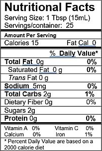 Nutritional Facts for Mount Dora Olive Oil CompanyChampagne Dark Balsamic Vinegar.