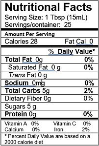 Nutritional Facts for Mount Dora Olive Oil Company's Neapolitan Herb Dark Balsamic Vinegar.