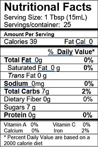 Nutritional Facts for Mount Dora Olive Oil Company Black Mission Fig Dark Balsamic Vinegar