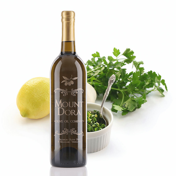 A 750mL bottle of Mount Dora Milanese Gremolata Infused Olive Oil