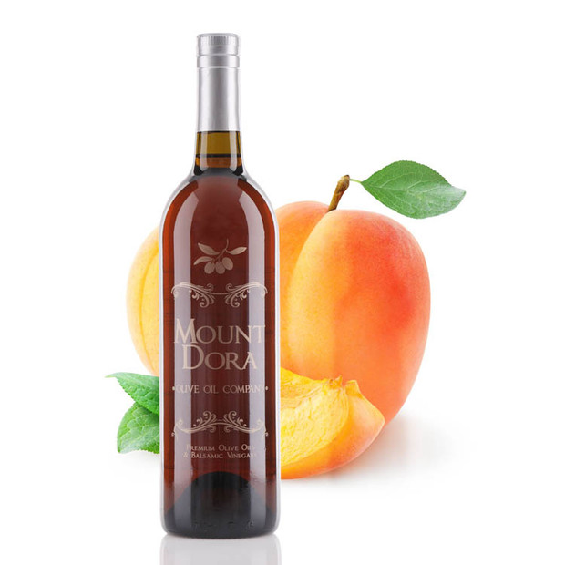 One 750ml bottle of Mount Dora Olive Oil Company Blenheim Apricot White Balsamic Vinegar.