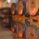 Barrels of red wine vinegar aging