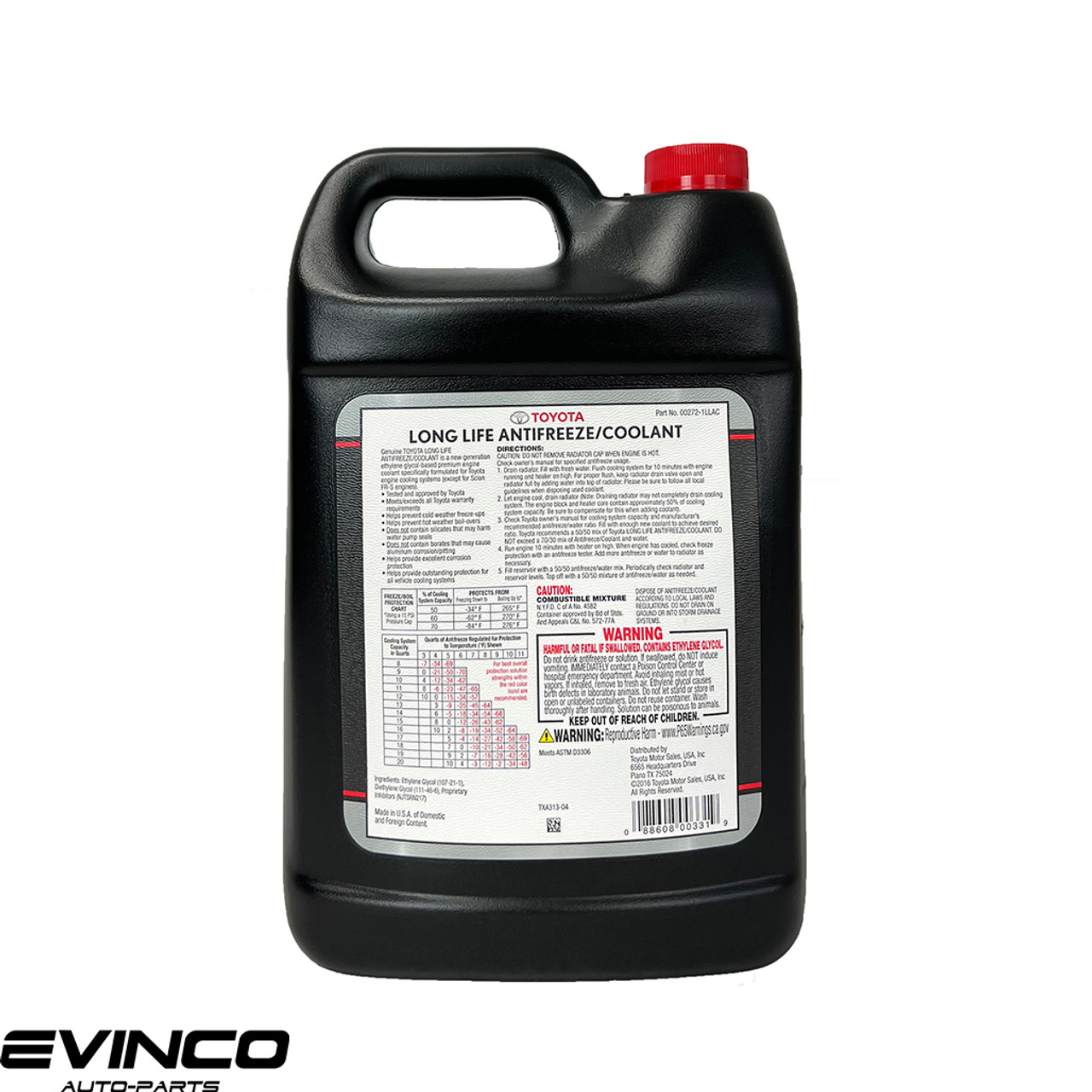 Toyota Antifreeze Coolant Red Color Long Life 1 Gallon - Evinco Auto Parts