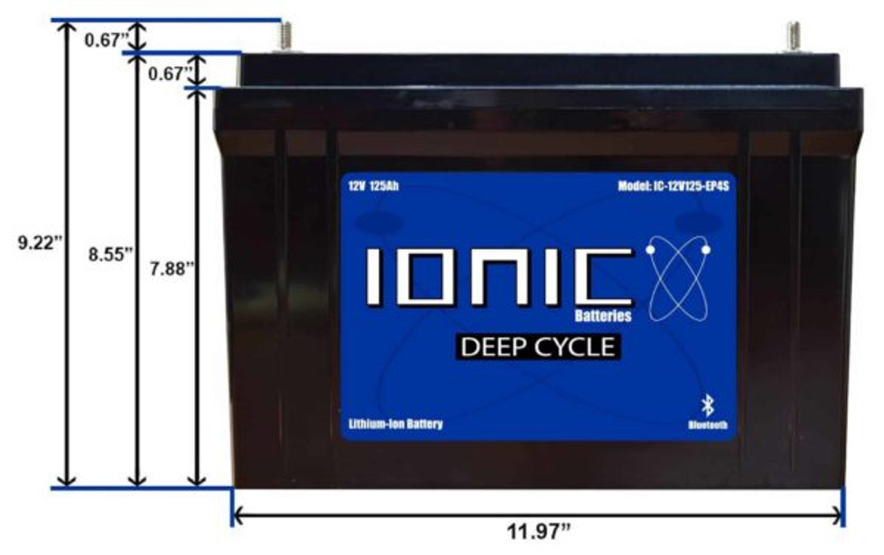 Ionic 12 volt 125 Amp Hour Battery Dimensions