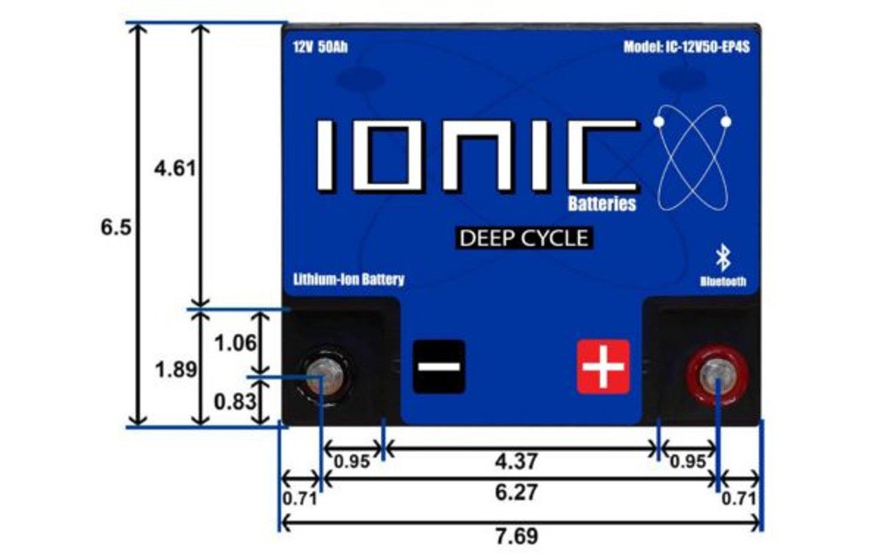 Ionic Lithium Battery, 12V 50Ah dimensions