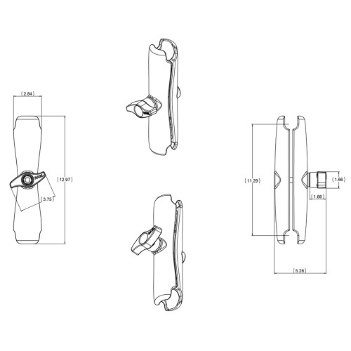 RAM Mount Long Double Socket Arm f\/2.25" Ball Bases [RAM-D-201U-E]