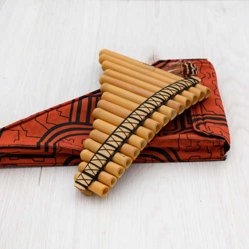 professional panflute made in bamboo with case of peruvian cloth