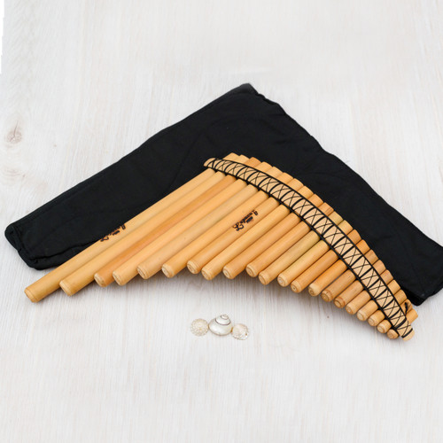 professional panflute of 21 pipes made in bamboo with black case