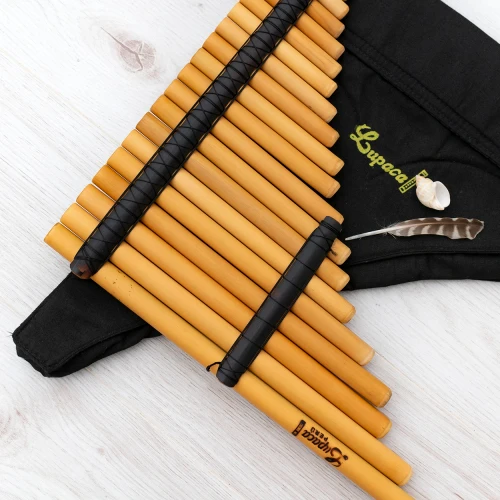 professional andean panpipe antara key in E minor  from bamboo with black case