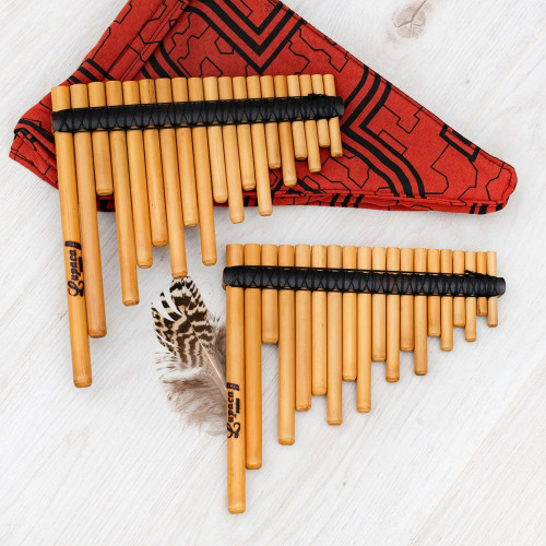 kit of flutes of andean panpipes from bamboo with case of peruvian cloth kit of flutes of andean panpipes from bamboo with case of peruvian cloth