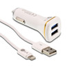 MILA 2.4A DUAL USB CAR CHARGER WITH LIGHTNING CABLE