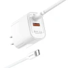 ESEEKGO 2 Ports USB & Type-C Travel Adapter Type-C To Type-C 4FT Fast Charging Cable - White