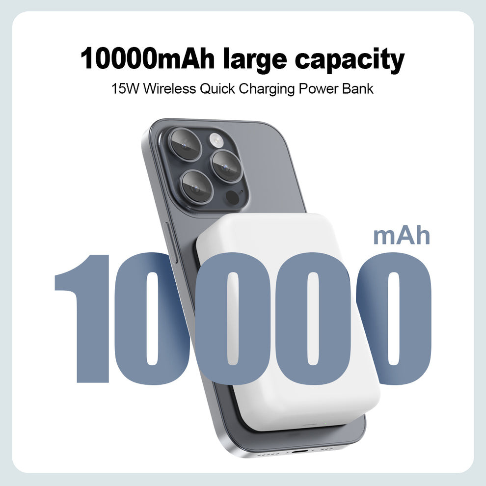 ESEEKGO P-15B 10000mAh 15W Wireless Power Bank USB-C To C Charging Cable - White