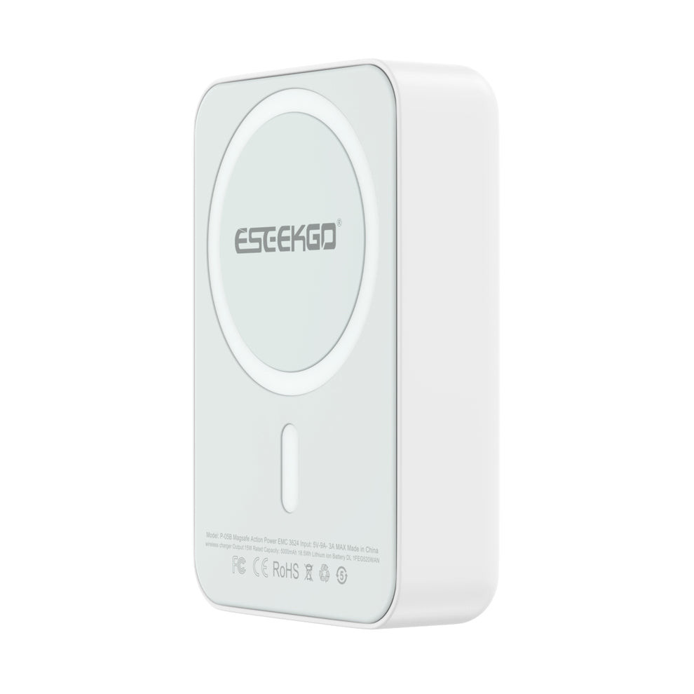 ESEEKGO P-15B 10000mAh 15W Wireless Power Bank USB-C To C Charging Cable - White