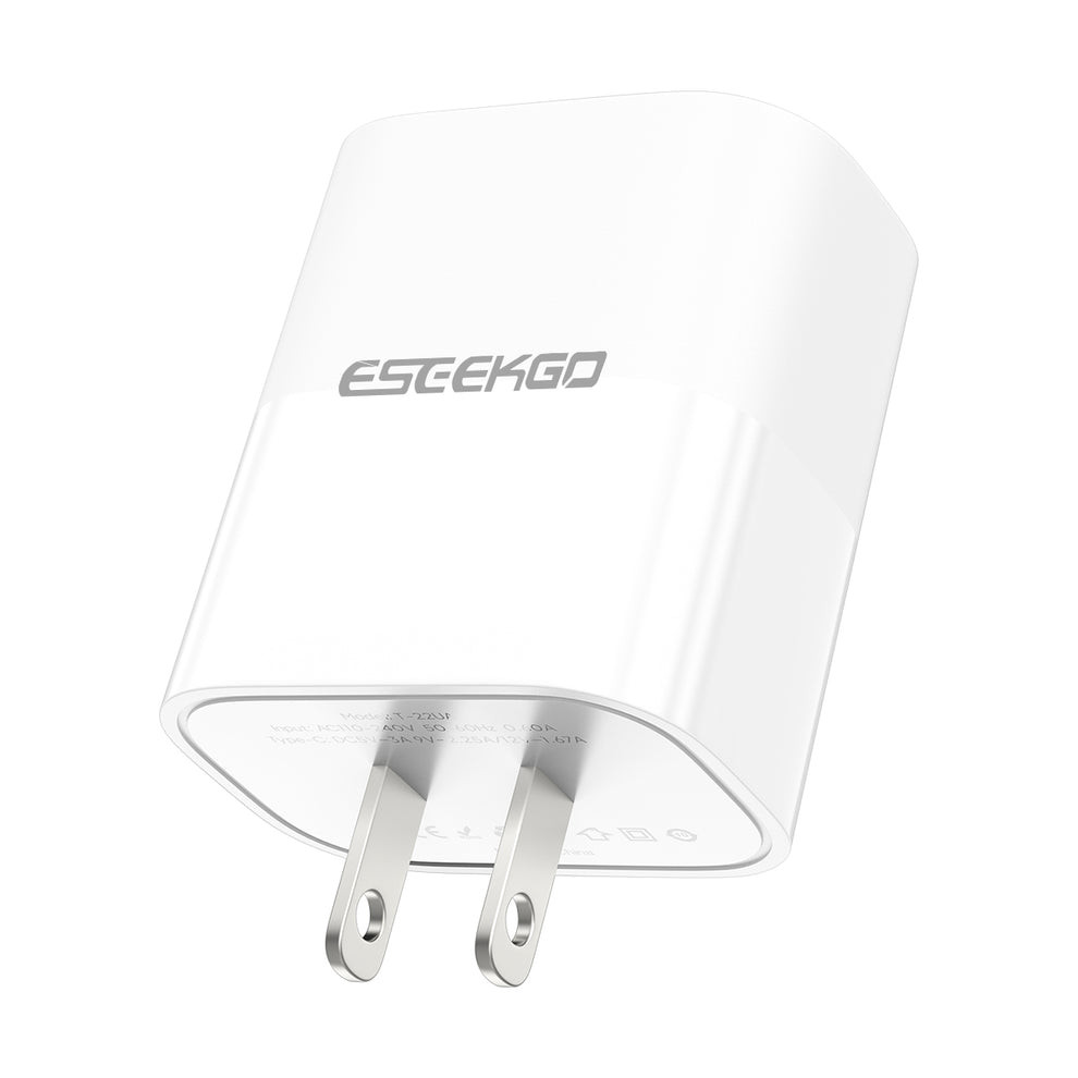 ESEEKGO 20W Fireproof Type-C Port Travel Adapter - White