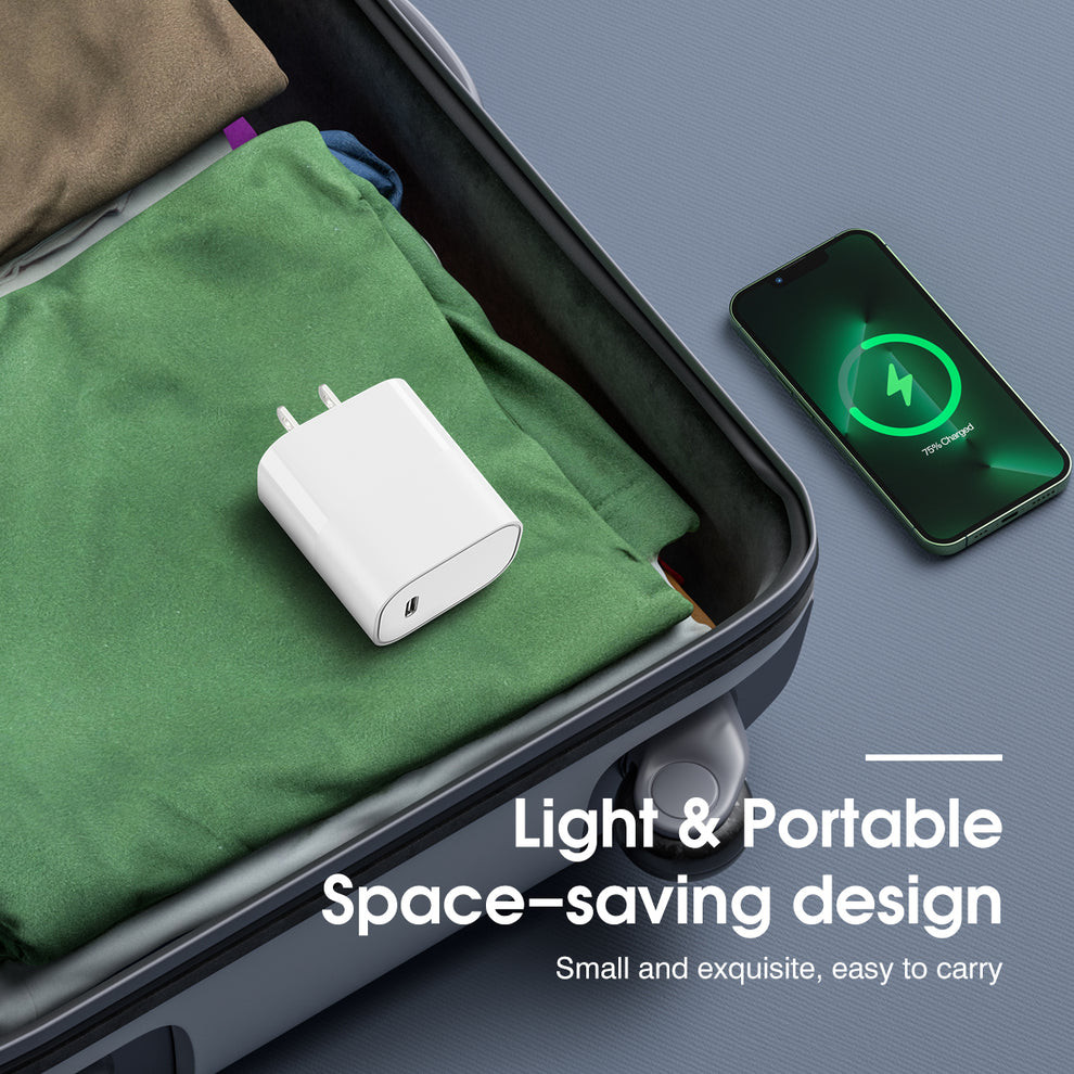 ESEEKGO 20W Fireproof Type-C Port Travel Adapter - White
