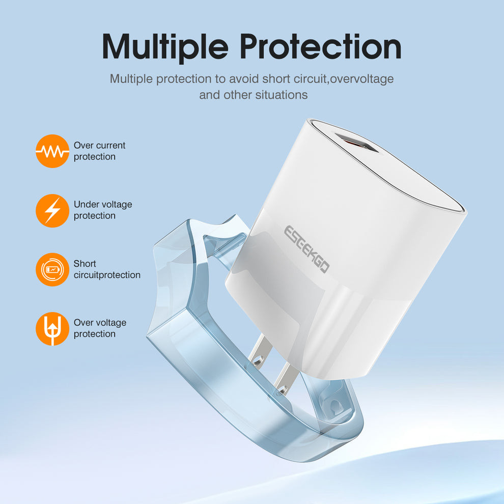 ESEEKGO T-12UA Fireproof PC Travel Adapter (18W / US) - White