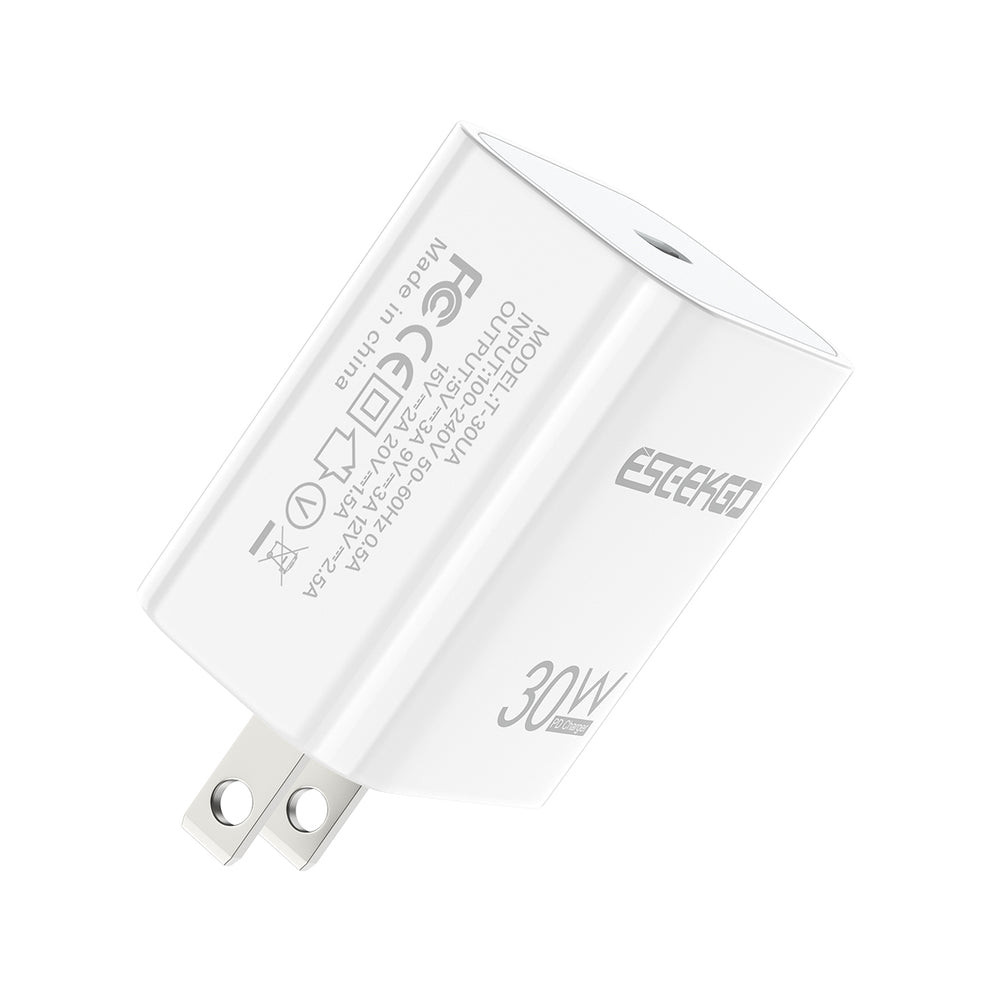 ESEEKGO T-30UA GaN 30W US Standard Travel Adapter - White