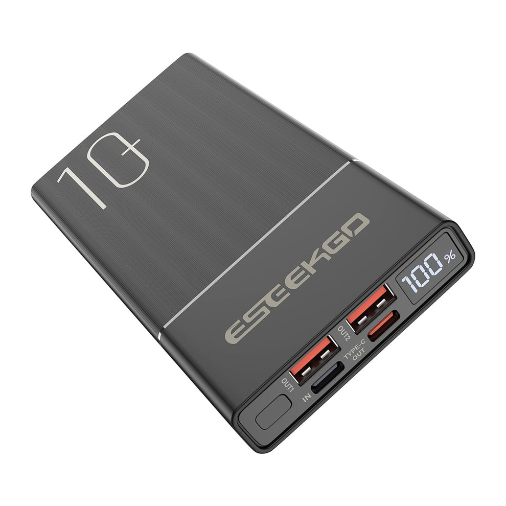 ESEEKGO P-10B 10000mAh Digital Display Power Bank USB-C To C Charging Cable