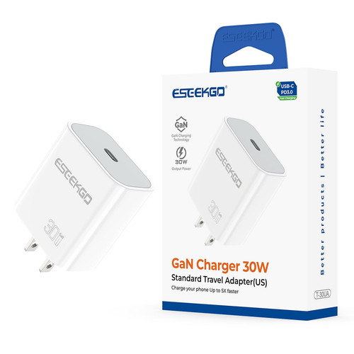 ESEEKGO T-30UA GaN 30W US Standard Travel Adapter - White