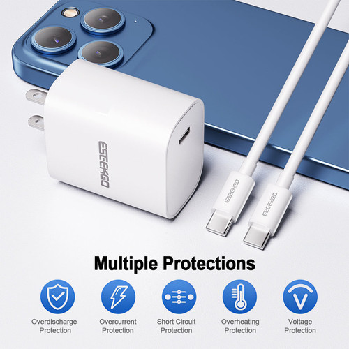 ESEEKGO T-22UC Travel Adapter Type-C To Type-C Fast Charging Cable