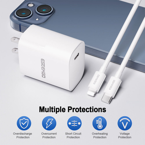 ESEEKGO T-22UL Travel Adapter Type-C To 8 PIN Fast Charging Cable